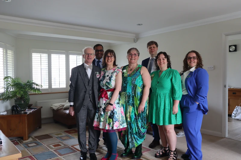 The Applebys and Winters all dressed up for the ceremony