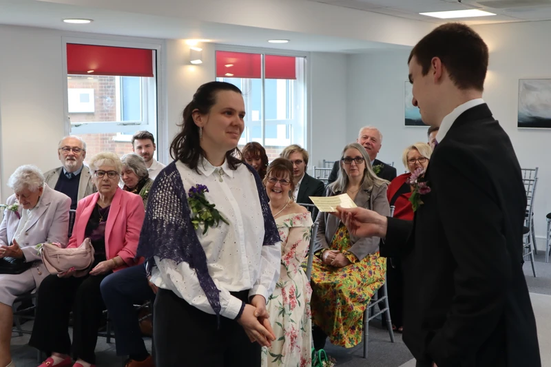 James *almost* managing to read the personal promise aloud without fumbling some words