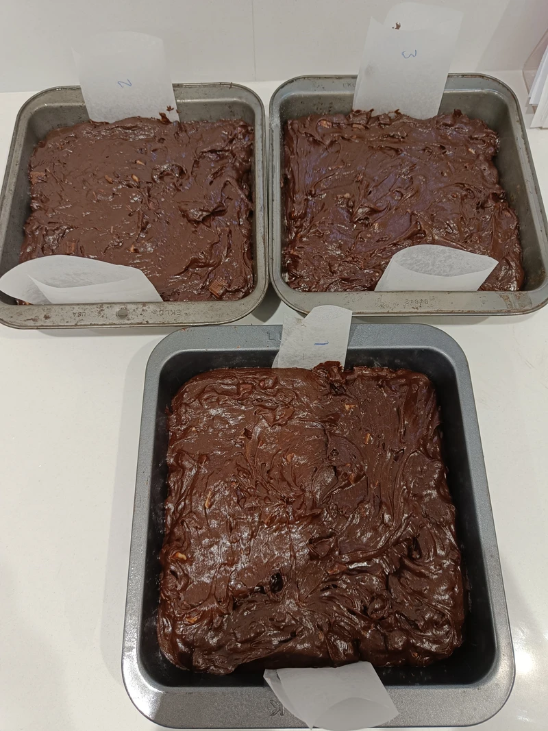 Brownies ready for the oven