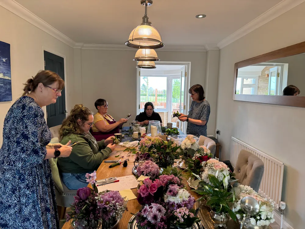 The Winters, Alison & Sandra making flowers the night before